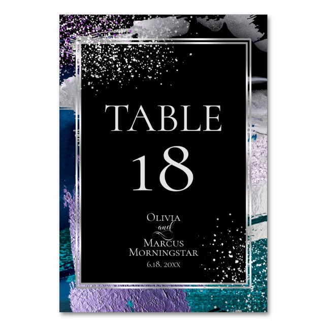 NUMÉRO DE TABLE | Teal Lilac Métallisé Argenté (Par défaut)