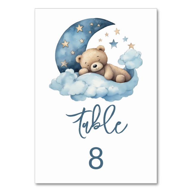 Numéro De Table Teddy Bear Over the Moon Baby shower (Par défaut)