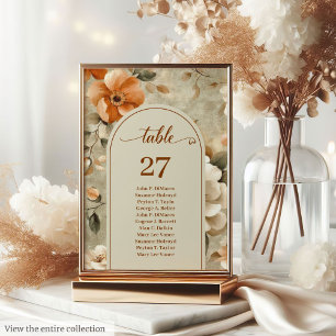 Numéro de table terracotta beige olive boho luxueu