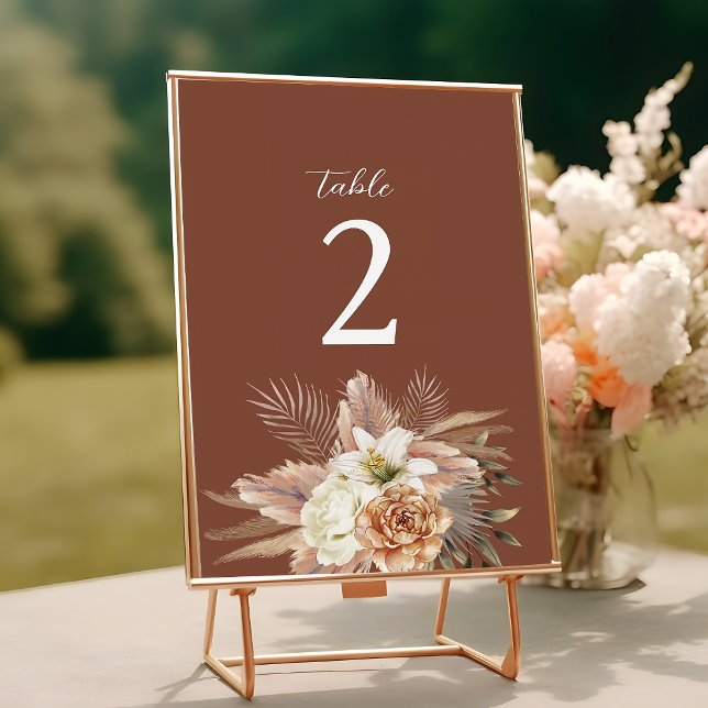 Numéro De Table Terracotta Boho Mariage Floral (Créateur téléchargé)