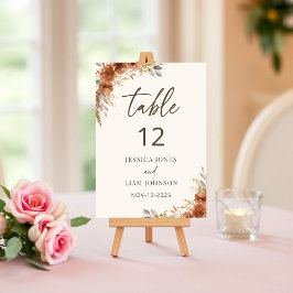 Numéro De Table Terracotta Boho Rustic Fall Floral Mariage