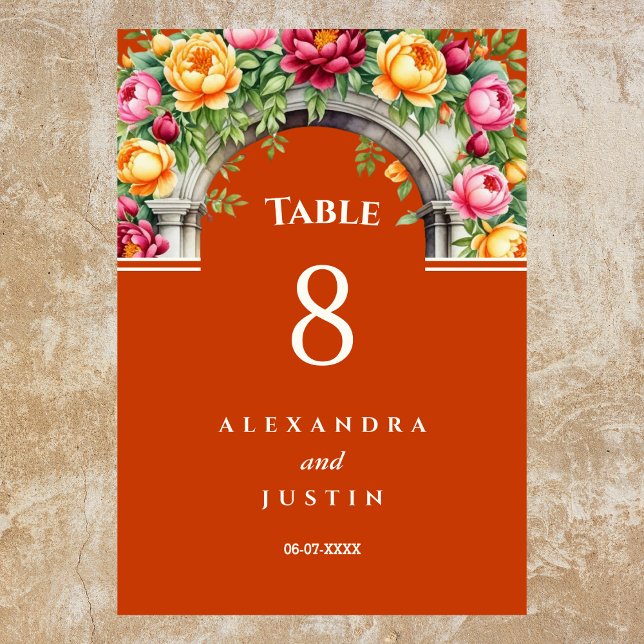 Numéro De Table Terracotta Méditerranée Floral Arch Mariage (Créateur téléchargé)