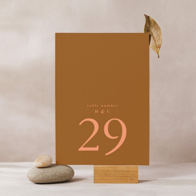 Numéro De Table Terracotta Moss Green Simple Plaque Mariage modern (Créateur téléchargé)