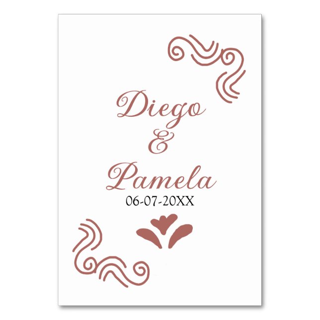 Numéro De Table Terracotta noir rustique espagnol mariage couple f (Par défaut)