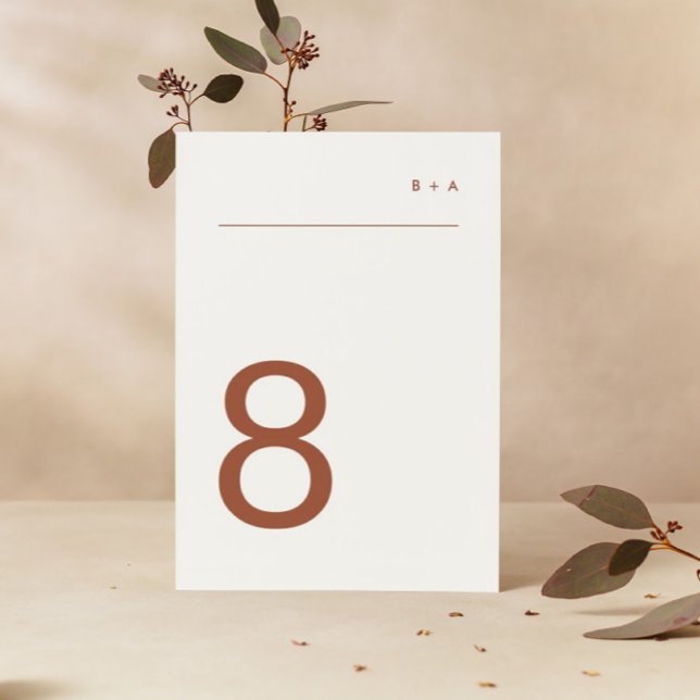 Numéro De Table Terracotta sur la plaine blanche Moderne Premium É (Créateur téléchargé)