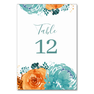 Numéro De Table Terre cuite turquoise de Boho Orange Floral