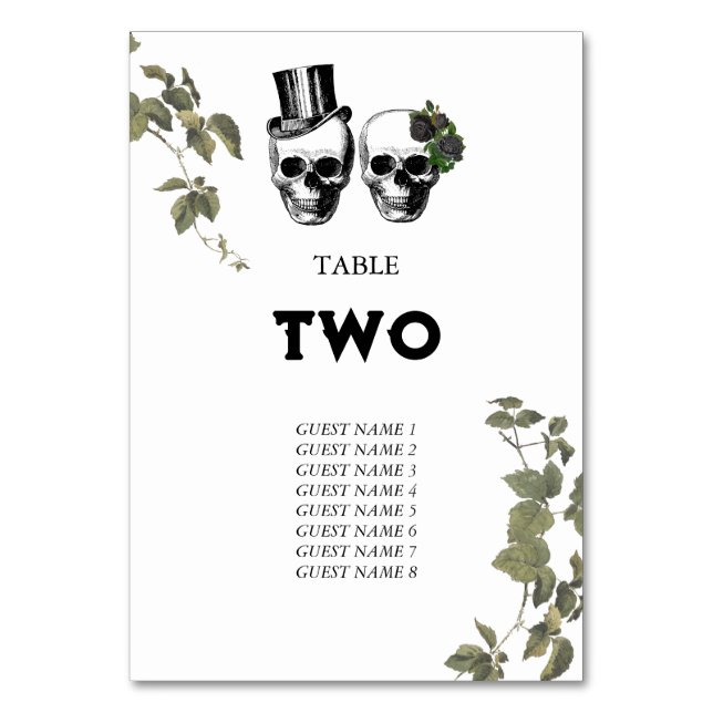 Numéro De Table Til Death Coeur gothique Mariage des crânes florau (Par défaut)