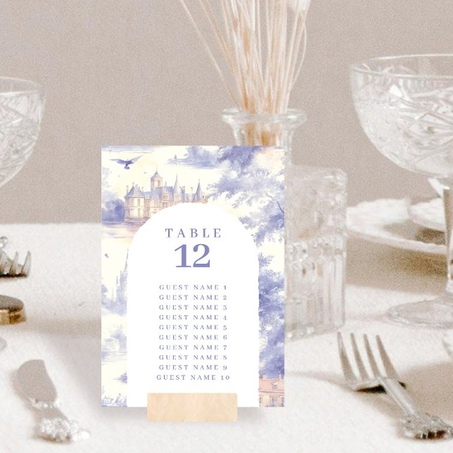 Numéro De Table Toile de Jouy Art Plan de table Carton numéroté (Créateur téléchargé)