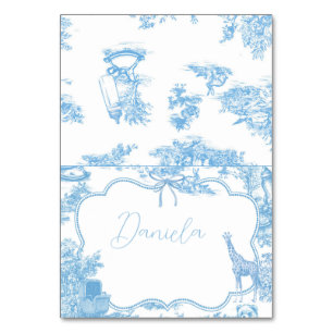 Numéro de table toile de Jouy bleu blanc français