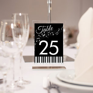 Numéro De Table Touches de Piano Notes de Musique Mariage Noir & B
