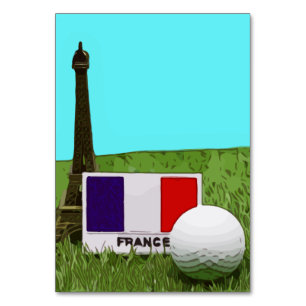 Numéro De Table Tour Eiffel avec drapeau français et balle de golf
