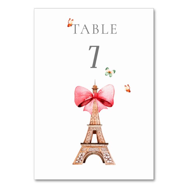 Numéro De Table Tour Eiffel Paris Aquarelle (Par défaut)
