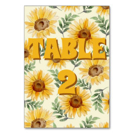 Numéro De Table Tournesol Eucalyptus Floral Mariage botanique