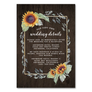Numéro De Table Tournesol Rustique Mariage d'aquarelle Insérer des
