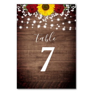Numéro De Table Tournesols Rustiques Rose Jar Lumières Mariage Tab