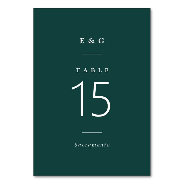 Numéro De Table Tout Simplement Design | Mariage vert Emerald mode (Par défaut)