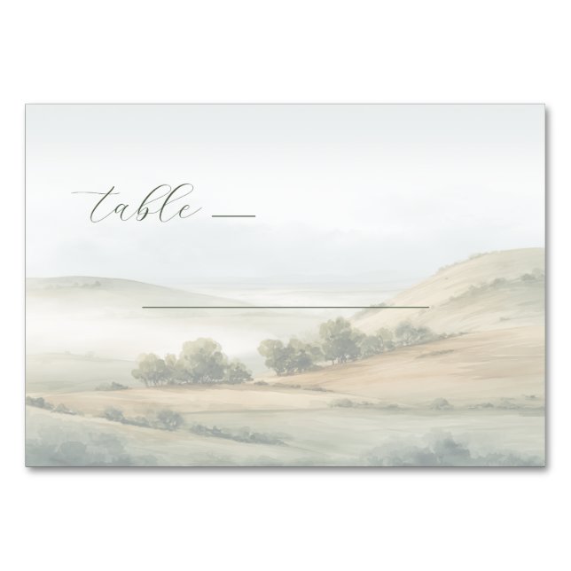 Numéro De Table Tranquil Beige Watercolor Landscape (Devant)