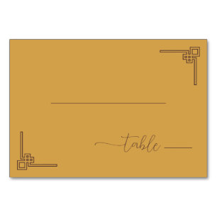 Numéro De Table Treillis géométrique moutarde élégant