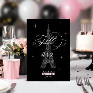 Numéro De Table Trés Chic Parisian Sweet 16 Black ID1162