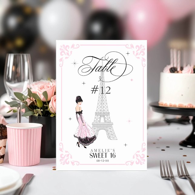 Numéro De Table Trés Chic Parisian Sweet 16 ID1162 (Créateur téléchargé)
