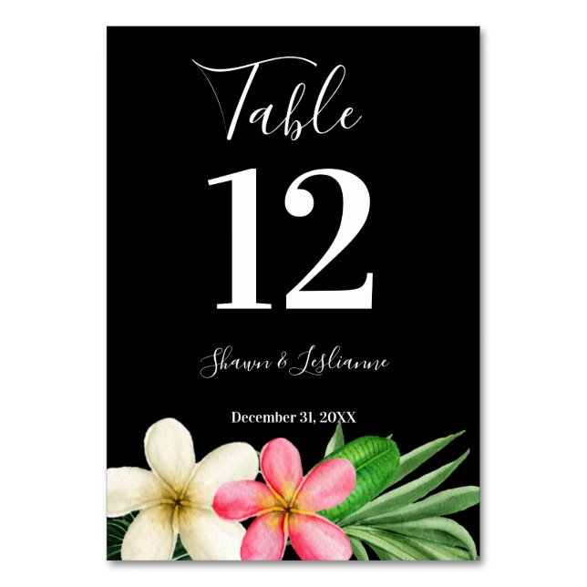 Numéro De Table Tropical Hawaiian Floral Black (Par défaut)