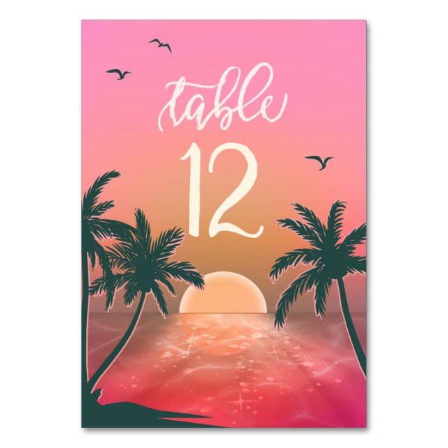 Numéro De Table Tropical Isle Sunrise Mariage Pink ID581 (Par défaut)