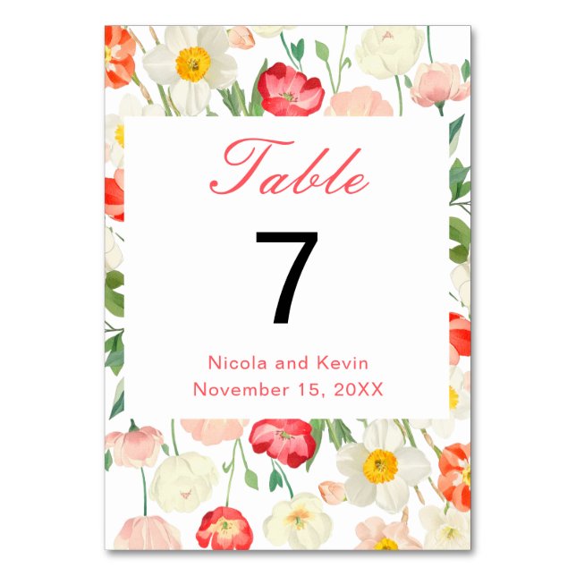 Numéro De Table Tulipes et Daffodils Mariage de printemps (Par défaut)