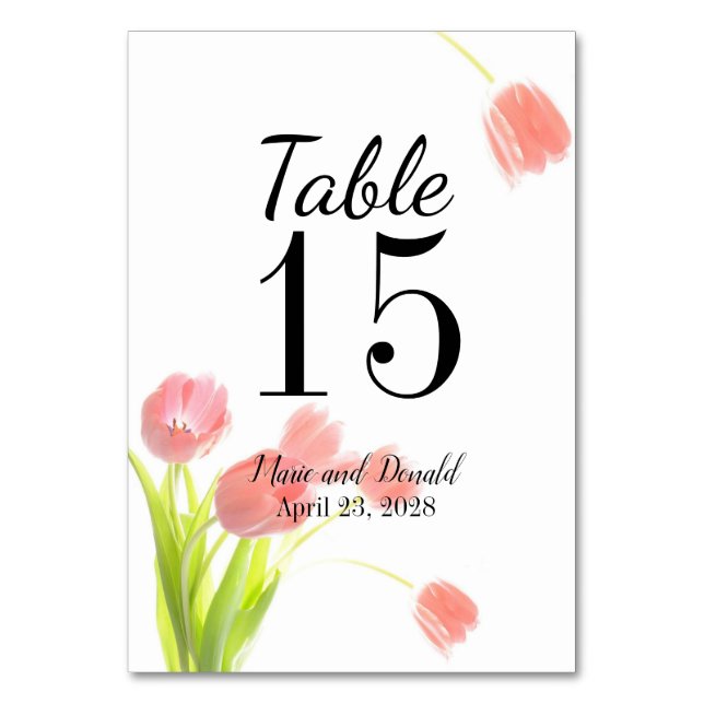 Numéro De Table Tulipes Roses Pâles Élégantes (Par défaut)