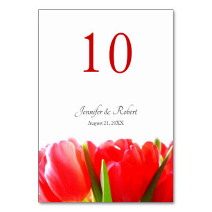 Numéro de table Tulipes rouges