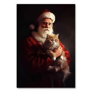 Numéro De Table Turc Angora Chat Santa Claus Festif Noël