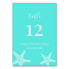 Numéro De Table Turqoise Moderne Tropical Starfish Plage Mariage