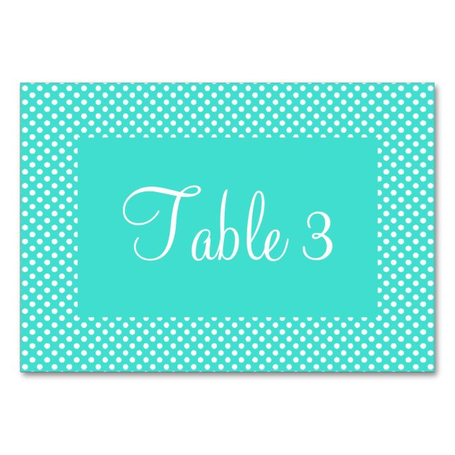 Numéro De Table Turquoise et points blancs numérotés (Dos)
