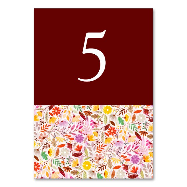 Numéro De Table Turquoise Purple Jaune Fleurs de prairie de printe (Par défaut)