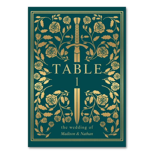 Numéro De Table Turquoise Royal Médiéval Épée Mariage Numéro de ta (Par défaut)