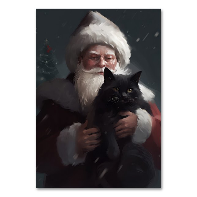 Numéro De Table Tuxedo Chat avec Noël Festif du Père Noël (Par défaut)