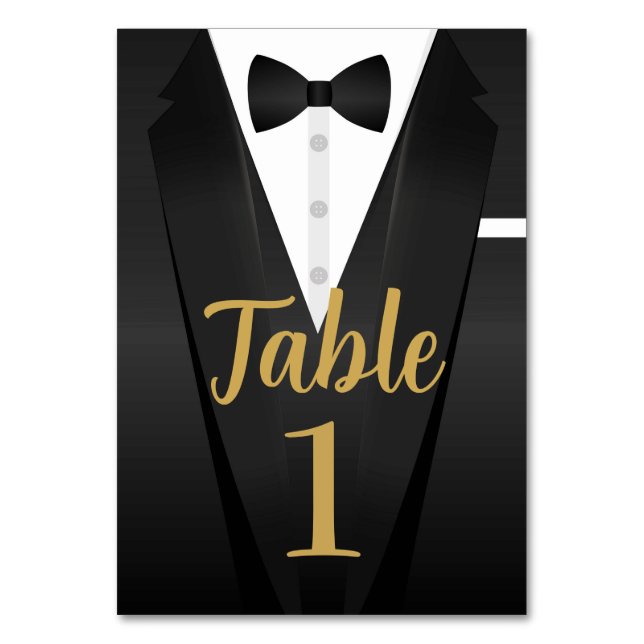 Numéro De Table Tuxedo Event Bow Cravate Black Cravate Party Gold  (Par défaut)