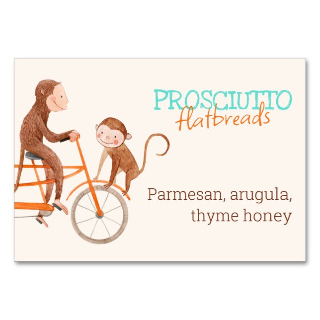 Numéro De Table Twins Baby shower mignon singe double problème (Devant)