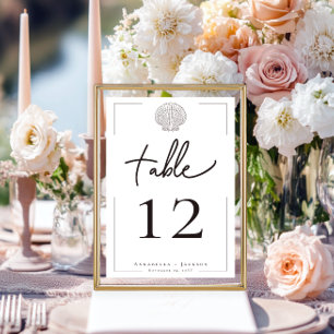 Numéro De Table Typographie minimale Mariage de coquillage noir et