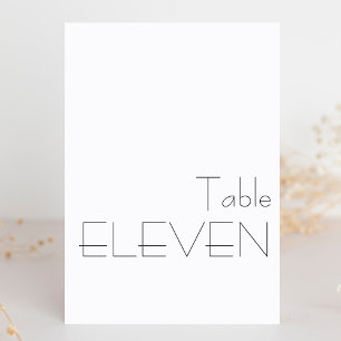 Numéro De Table Typographie minimaliste Noir Blanc Jouer ELEVEN