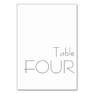 Numéro De Table Typographie minimaliste Noir Blanc Jouer QUATRE