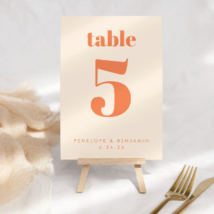 Numéro De Table Typographie moderne Orange Retro Personnalisée