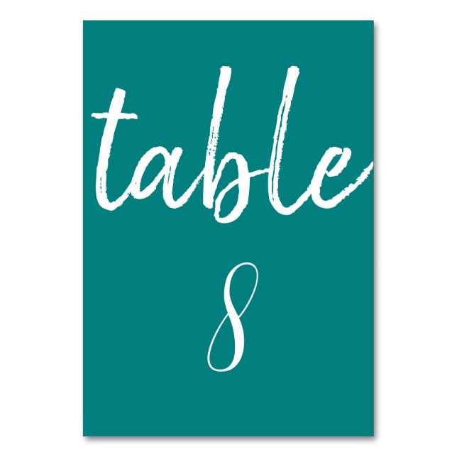 Numéro De Table Typographie sarcelle moderne mariage minimaliste (Par défaut)