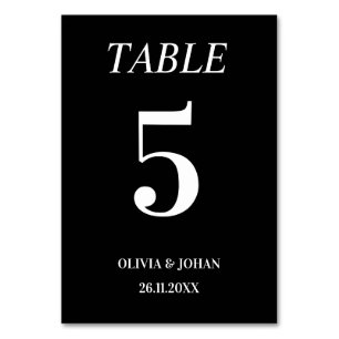 Numéro De Table Typographie tout simplement élégante Noir Mariage