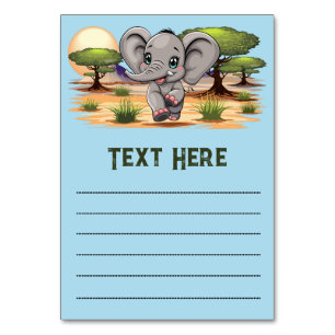 Numéro De Table Un bébé éléphant qui sonne heureux dans la savane