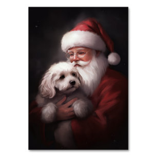 Numéro De Table Un caniche au Père Noël Festif