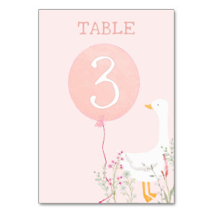 Numéro De Table Une fille rose d'oie sotte 1er anniversaire