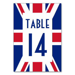 Numéro De Table Union Jack avec numéro bleu
