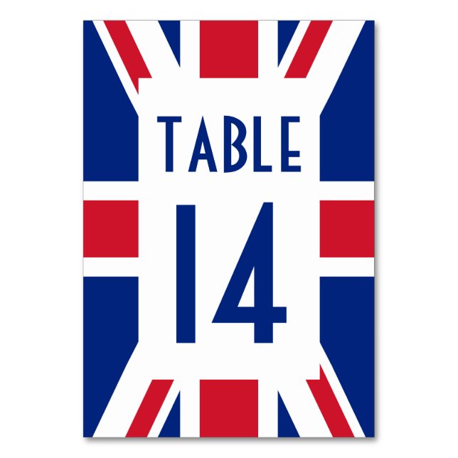 Numéro De Table Union Jack rectangulaire blanc numéroté (Par défaut)