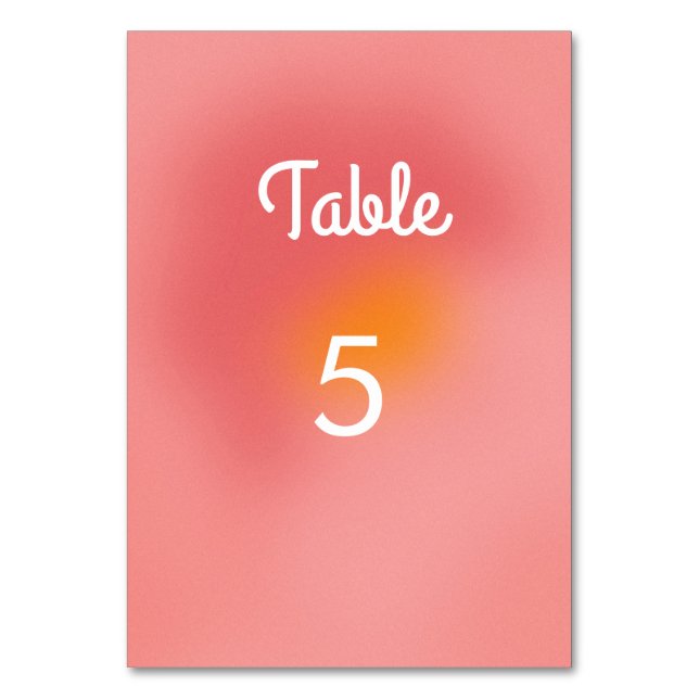 Numéro De Table Unique Arts Graphique Rétro Dégradé Rose Orange Ma (Par défaut)