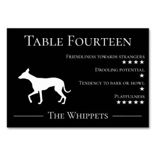 Numéro De Table Unique drôle chien race invité Whippet équipe